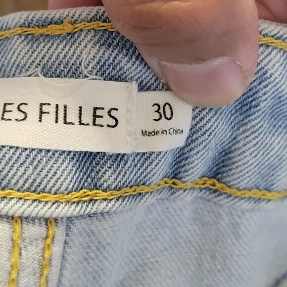 Avec Les Filles Split Frayed Hem Bootcut Jeans Hi-Rise 100% Cotton Womens 30 - Picture 10 of 16